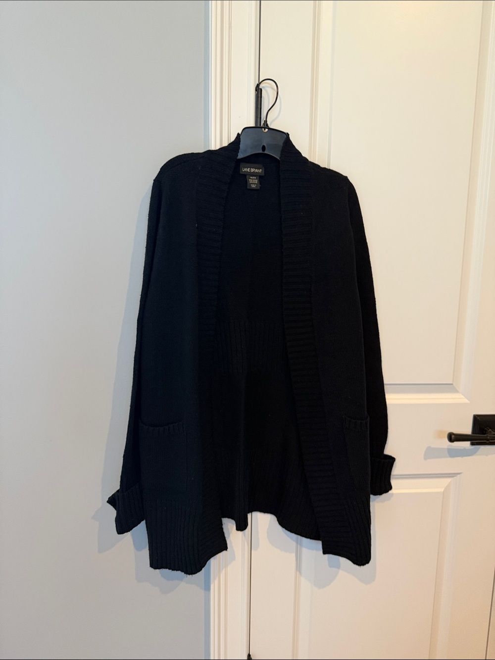 Lane Bryant Black Open-Front Ribbed Cardigan